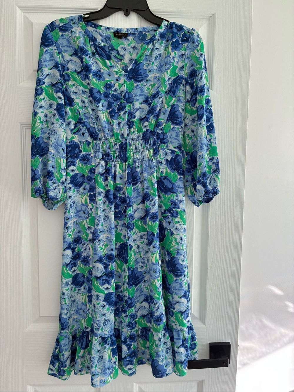 Talbots Blue & Green Floral Midi Dress